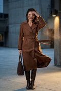 Caramel Women's Double-Breasted Belted -Blend Trench Coat - Trench coats - Photo 11