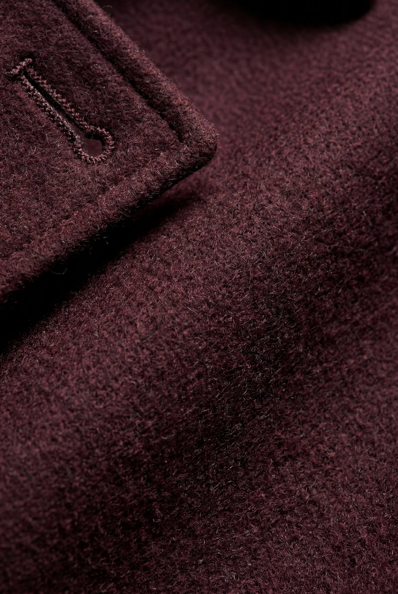 Burgundy Women's Double-Breasted Belted -Blend Trench Coat - Trench coats - Photo 3