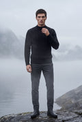 Black Chunky Cable Crewneck Sweater with Ribbed Hem - Photo 12
