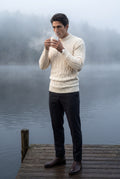 Cream Chunky Cable Crewneck Sweater with Ribbed Hem - Photo 17