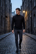 Black Chunky Cable Crewneck Sweater with Ribbed Hem - Photo 9