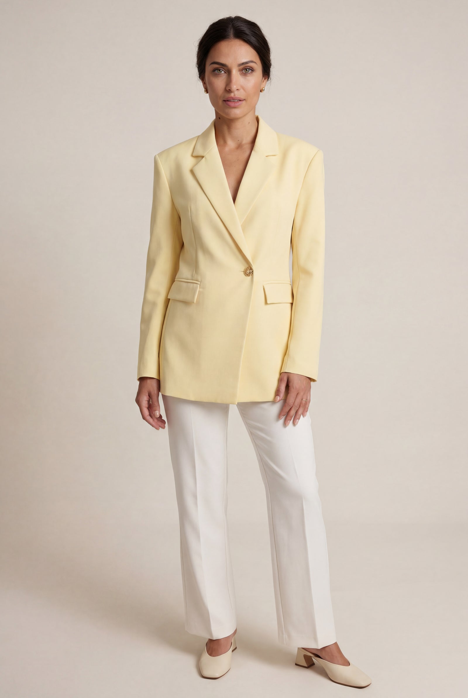 Butter Yellow Butter Yellow Longline Single-breasted Blazer - Longline blazer - Photo 1