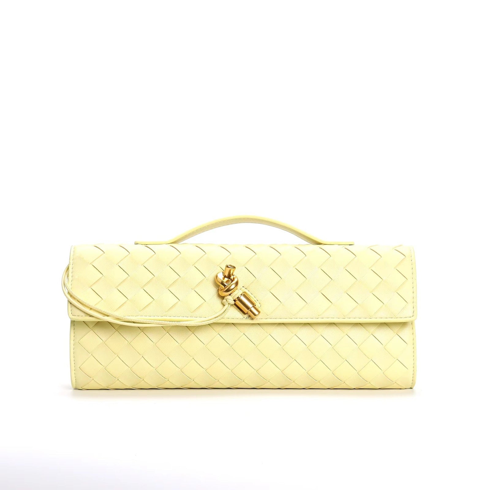 Butter Yellow Metallic Structured Clutch Shoulder Bag - Clutch shoulder bags - Photo 10