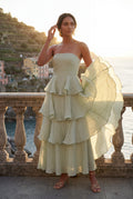 Light Green Strapless Tiered Ruffle Maxi Dress - Photo 10