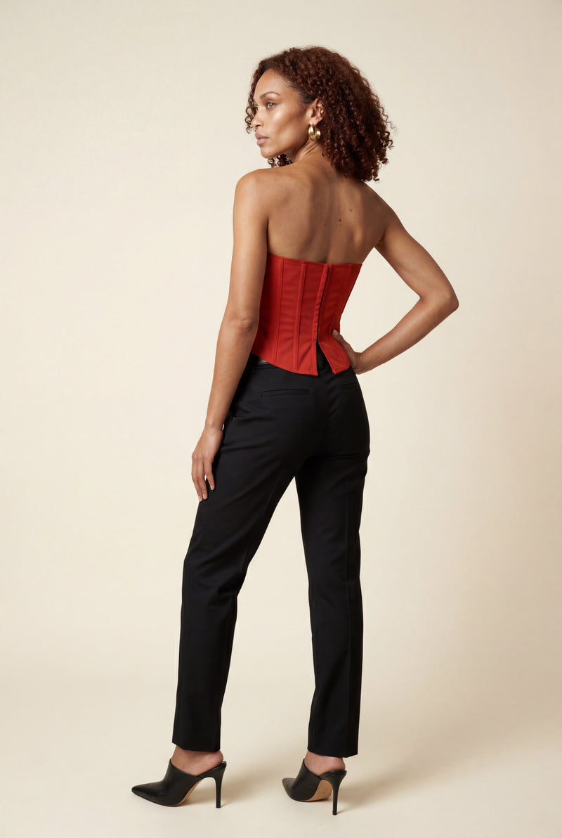Red Structured Strapless Boned Corset Top - Strapless tops - Photo 2
