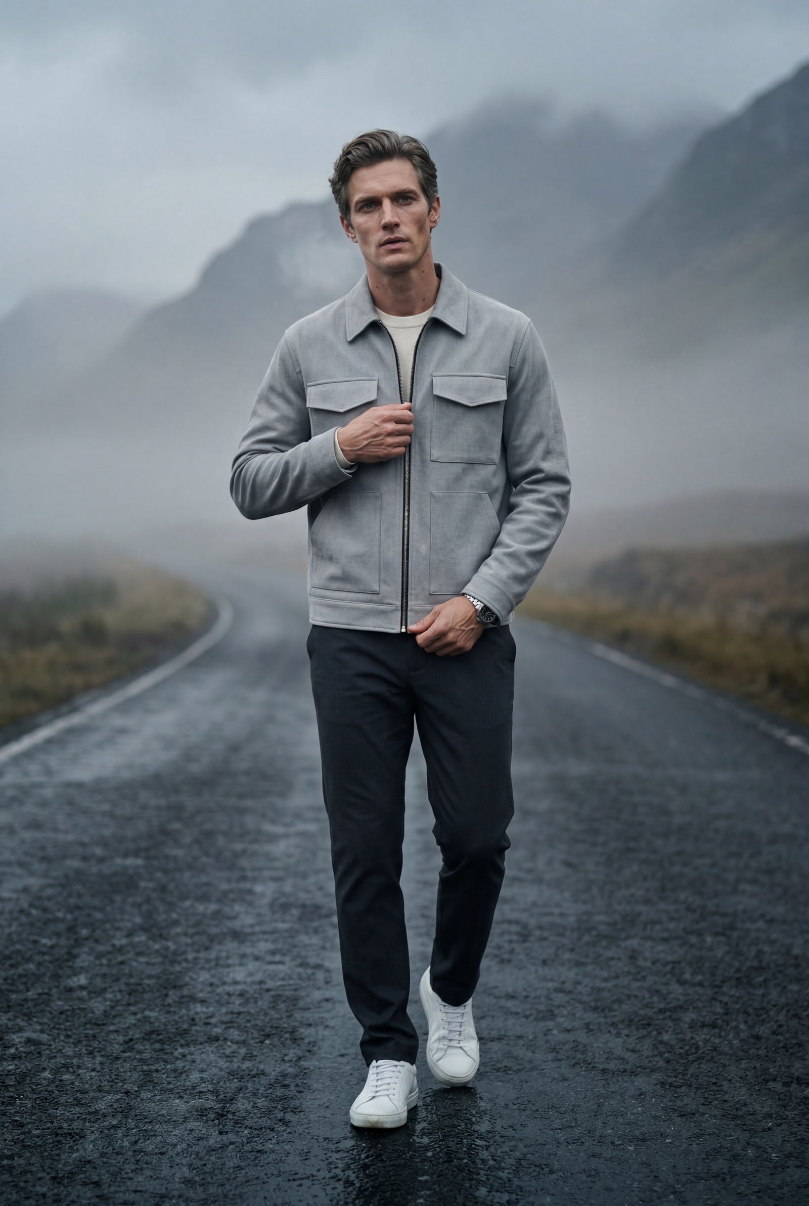 Grey Boxy Trucker Jacket with Classic Collar - Casual jackets - Photo 11