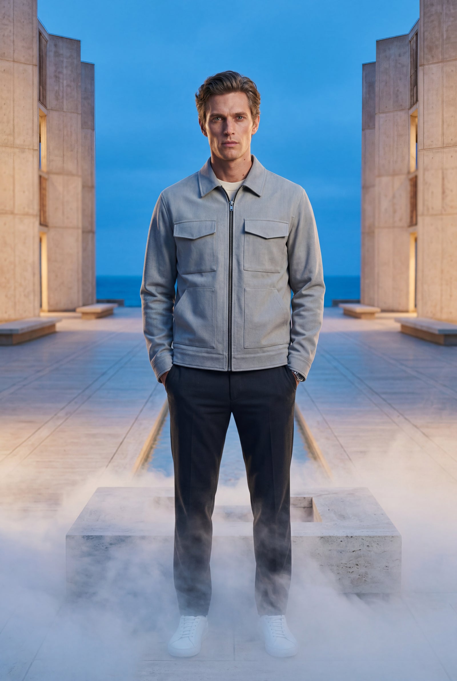 Grey Boxy Trucker Jacket with Classic Collar - Casual jackets - Photo 12