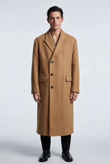 Camel Camel Brown Tailored Long Overcoat with Notched Lapels - Long jackets - Photo 1