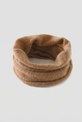Cashmere Neck Gaiter in Camel — studio front