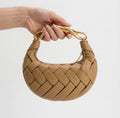 Crescent Crossbody Bag with Gold Twisted Handle - Crossbody handbags - Photo 2