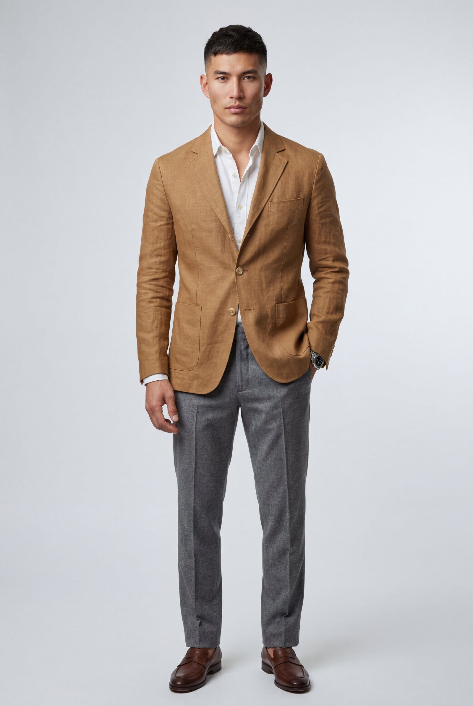 Camel Lightweight Tailored Single-breasted Blazer - Tailored blazers - Photo 12
