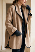 Open-Front Wool Coat in Camel — studio front