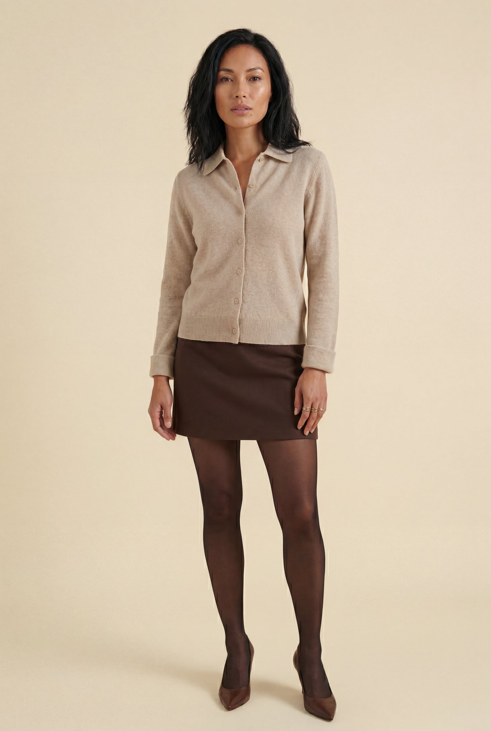 Camel Women's Classic Collared Button-Down Cardigan Sweater - Photo 36