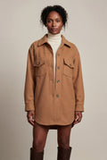 Caramel Relaxed Button-front Utility Jacket with Flap Pockets - Button jacket - Photo 6