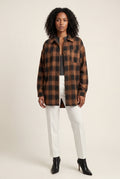 Caramel Relaxed Fit Checked Long Sleeve Shirt with Classic Collar - Checked shirts - Photo 1