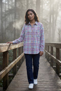 Purple Relaxed Fit Checked Long Sleeve Shirt with Classic Collar - Checked shirts - Photo 25