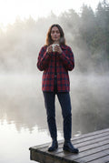 Red Relaxed Fit Checked Long Sleeve Shirt with Classic Collar - Checked shirts - Photo 29
