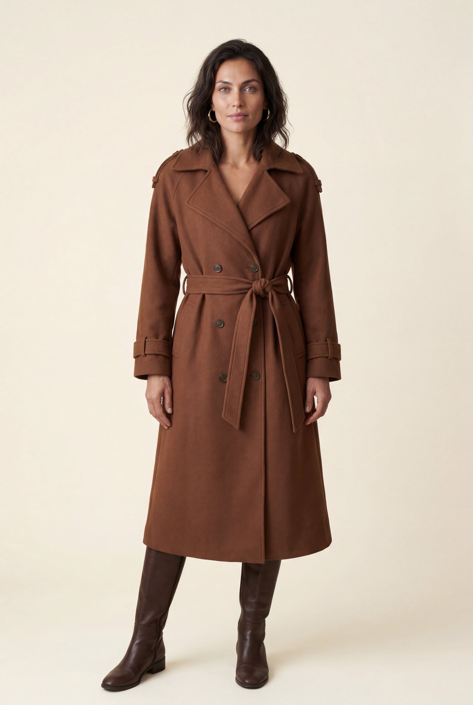 Caramel Women's Double-Breasted Belted -Blend Trench Coat - Trench coats - Photo 9