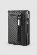 RFID Leather Wallet in Carbon Fiber — studio front