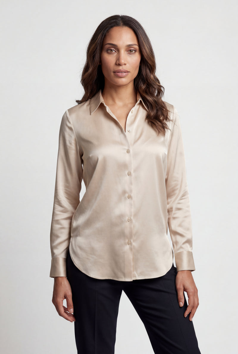Champagne Champagne Classic Collar Button-down Blouse - Blouses - Photo 1