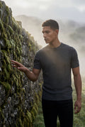 Charcoal Gray Men's Slim Fit Knitted Short Sleeve T-Shirt - Slim fit t-shirts - Photo 8