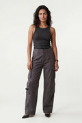 Charcoal Washed Charcoal Straight-leg Cargo Trousers with Buckle Pockets - Photo 1