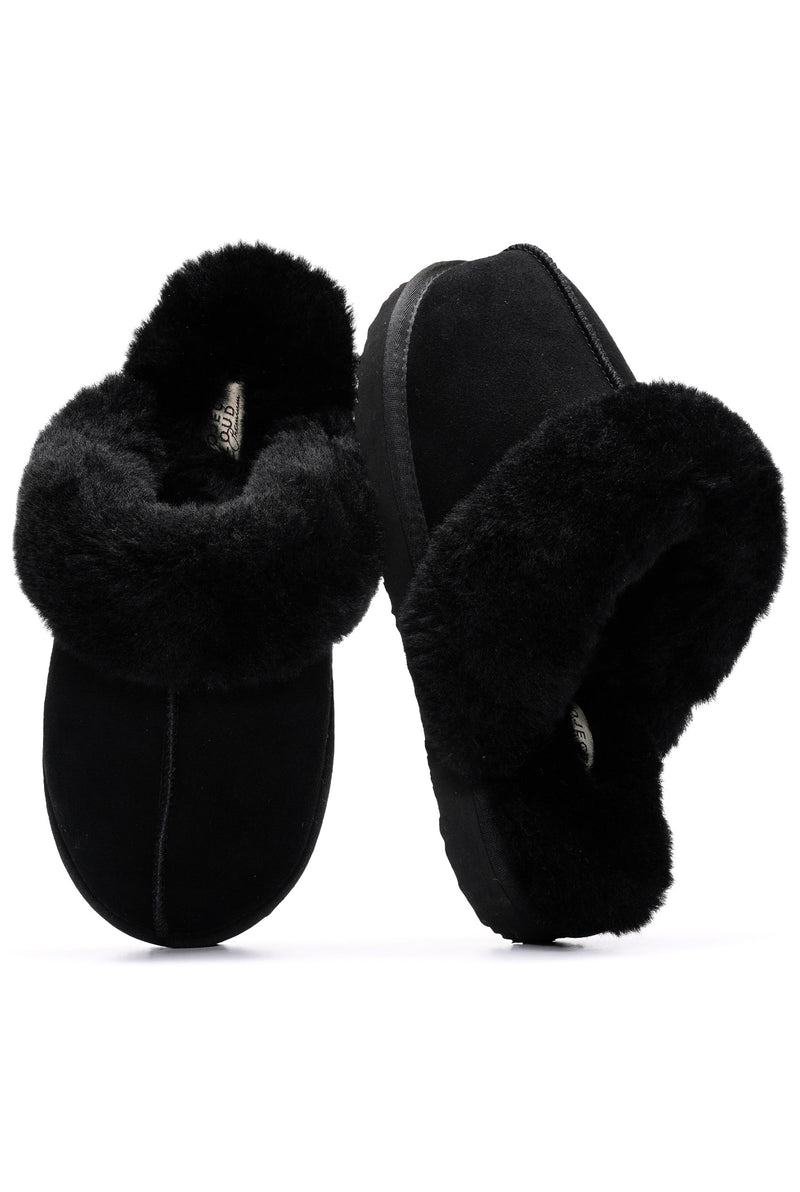 Shearling Open-Back Slippers in Chestnut Brown — other