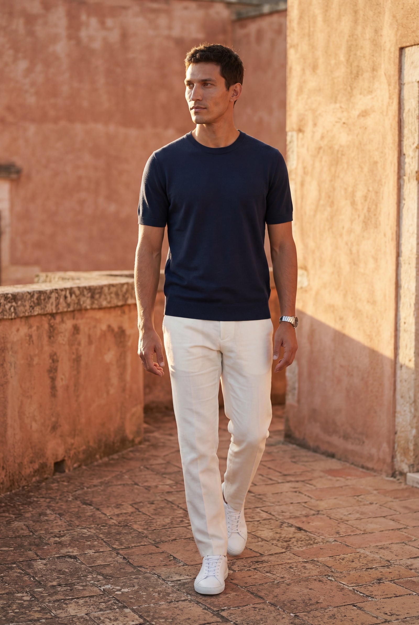 Navy Blue Fine Relaxed Fit Short Sleeve T-shirt - Relaxed fit t-shirt - Photo 19