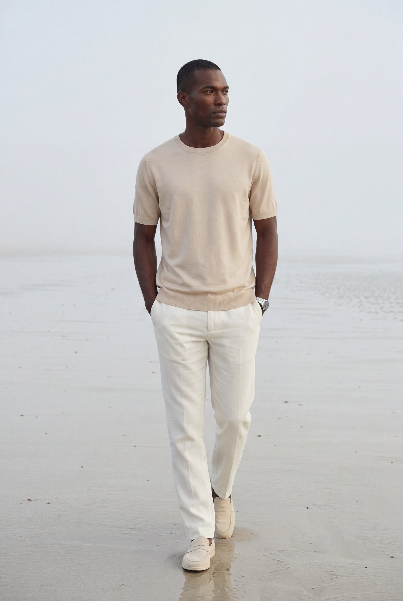 Beige Fine Relaxed Fit Short Sleeve T-shirt - Relaxed fit t-shirt - Photo 20