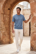 Blue Fine Relaxed Fit Short Sleeve T-shirt - Relaxed fit t-shirt - Photo 21