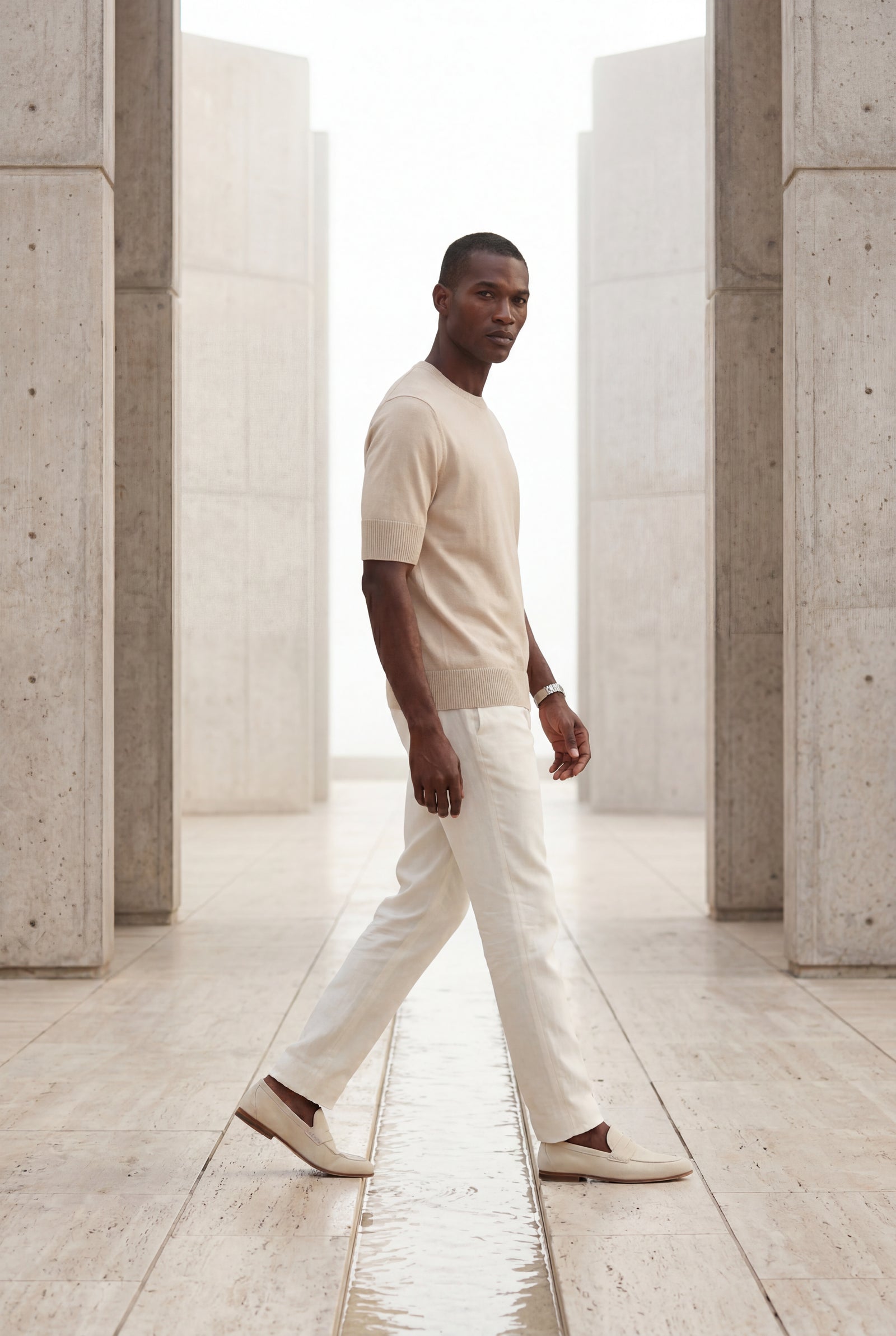 Beige Fine Relaxed Fit Short Sleeve T-shirt - Relaxed fit t-shirt - Photo 22
