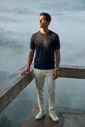 Navy Blue Fine Relaxed Fit Short Sleeve T-shirt - Relaxed fit t-shirt - Photo 23