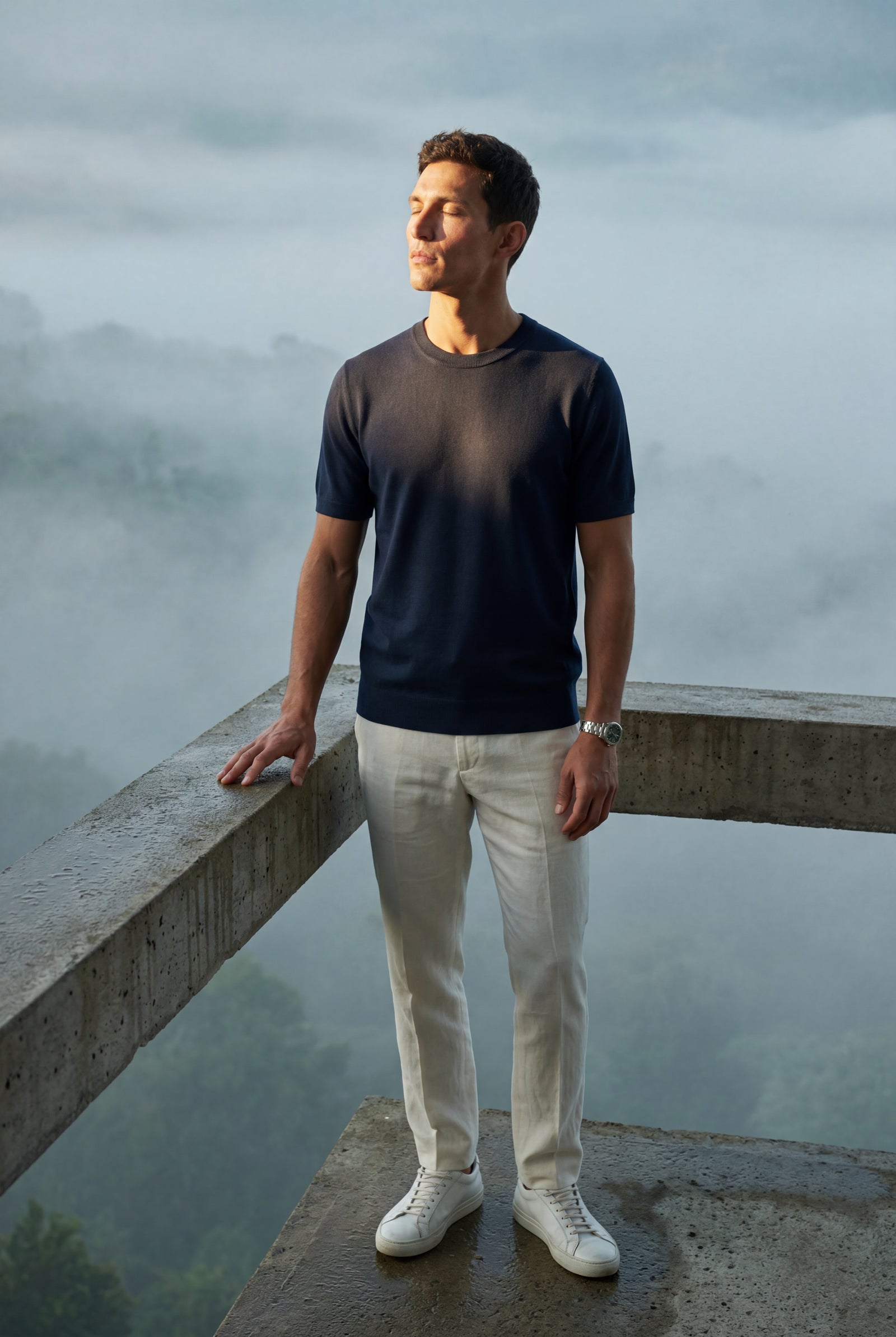 Navy Blue Fine Relaxed Fit Short Sleeve T-shirt - Relaxed fit t-shirt - Photo 23