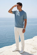 Blue Fine Relaxed Fit Short Sleeve T-shirt - Relaxed fit t-shirt - Photo 26
