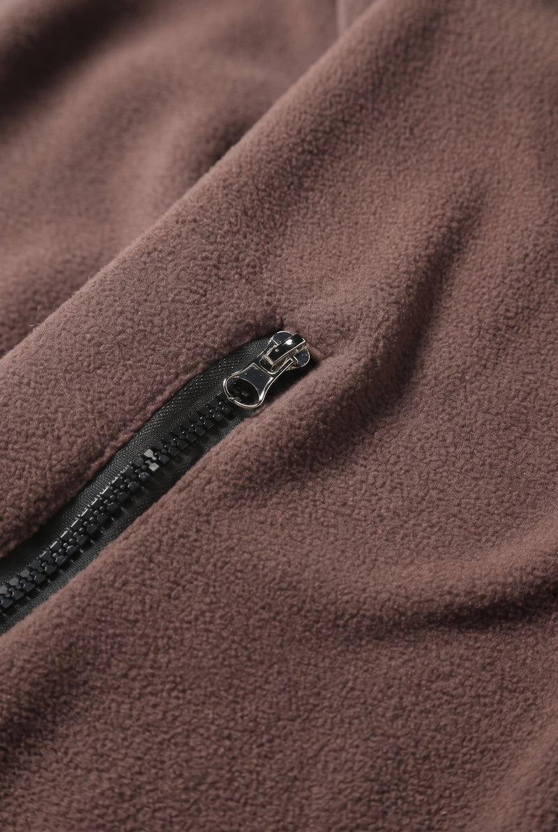Quarter-Zip Fleece Sweatshirt in Coffee — studio angle