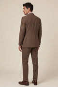 Coffee Textured Three-piece Suit with Notched Lapels - Photo 21