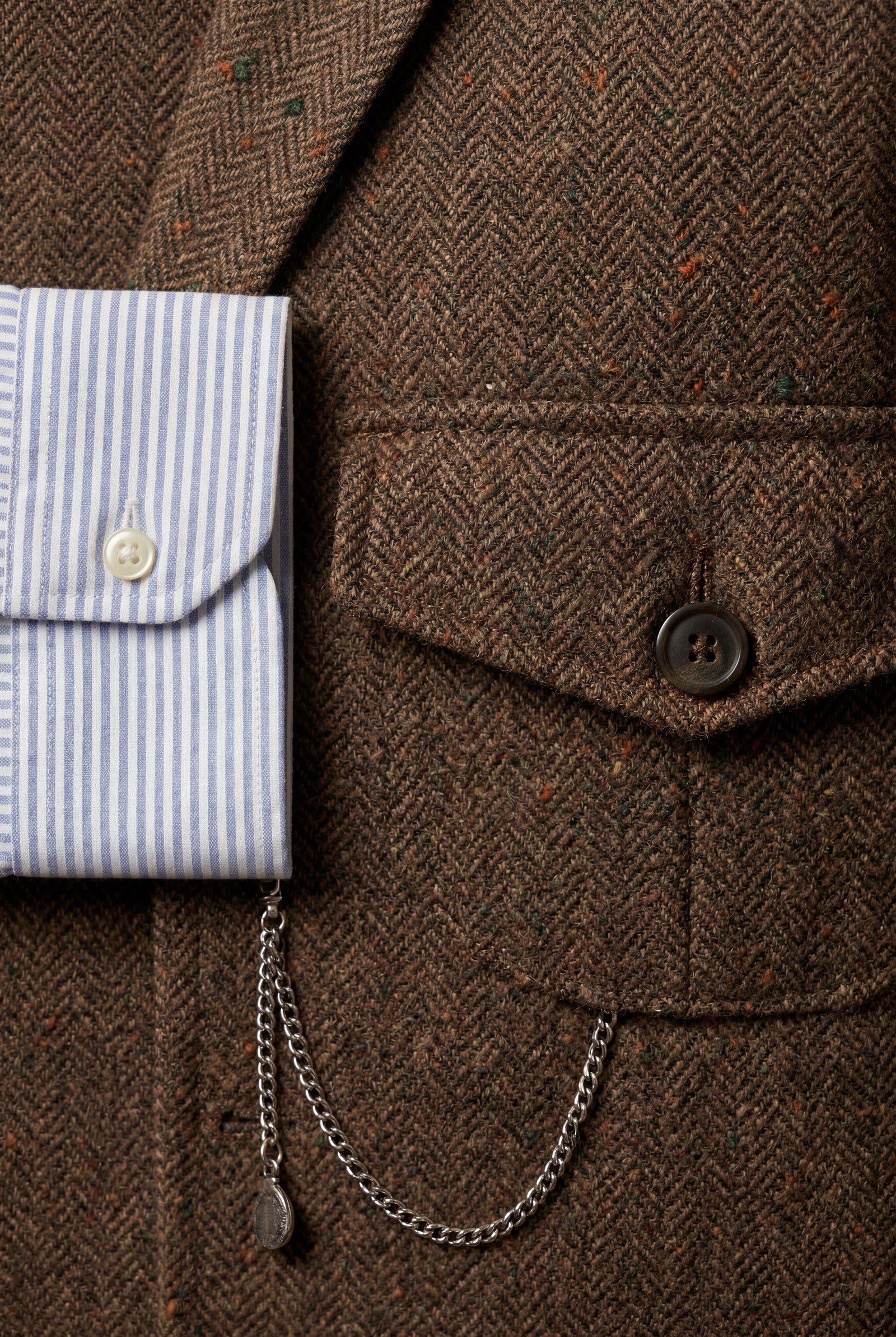 Coffee Textured Three-piece Suit with Notched Lapels - Photo 22