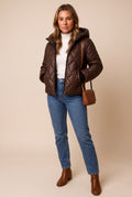 Women's Quilted Puffer Jacket Regular Fit in Coffee — puffer jacket studio