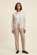 Cream Button-up Collared Cardigan with Patch Pockets - Wool cardigan - Photo 6