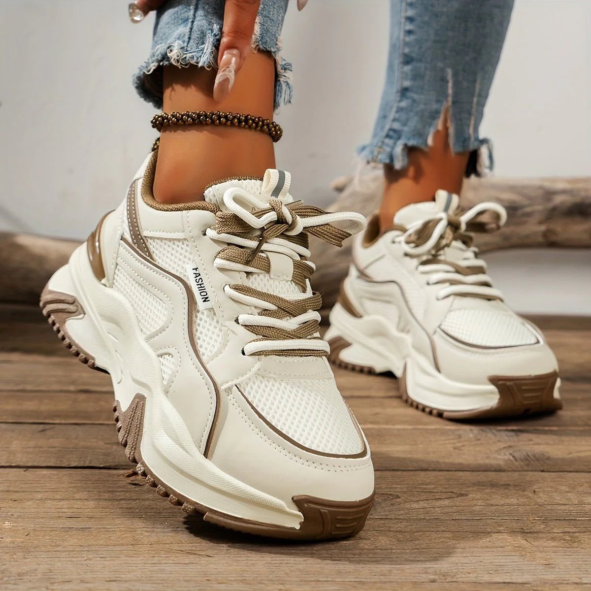 Chunky Platform Panel Lace-up Sneakers - Photo 3