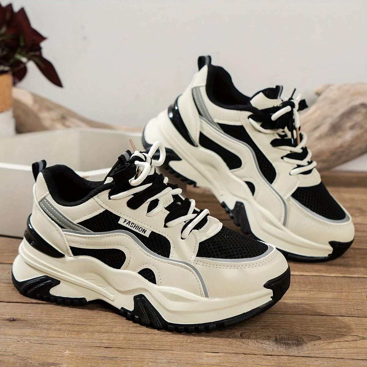 Chunky Platform Panel Lace-up Sneakers - Photo 8