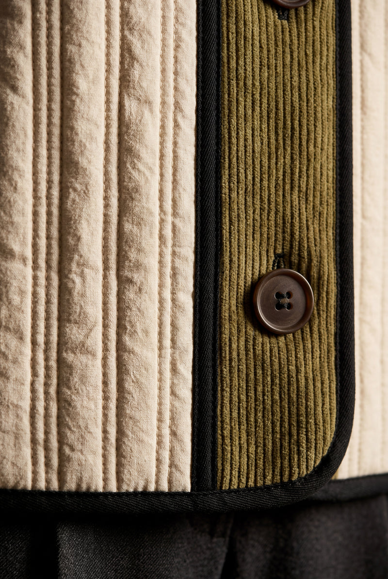 Cream Cream Contrast-trim Quilted Padded Jacket - Padded jackets - Photo 3