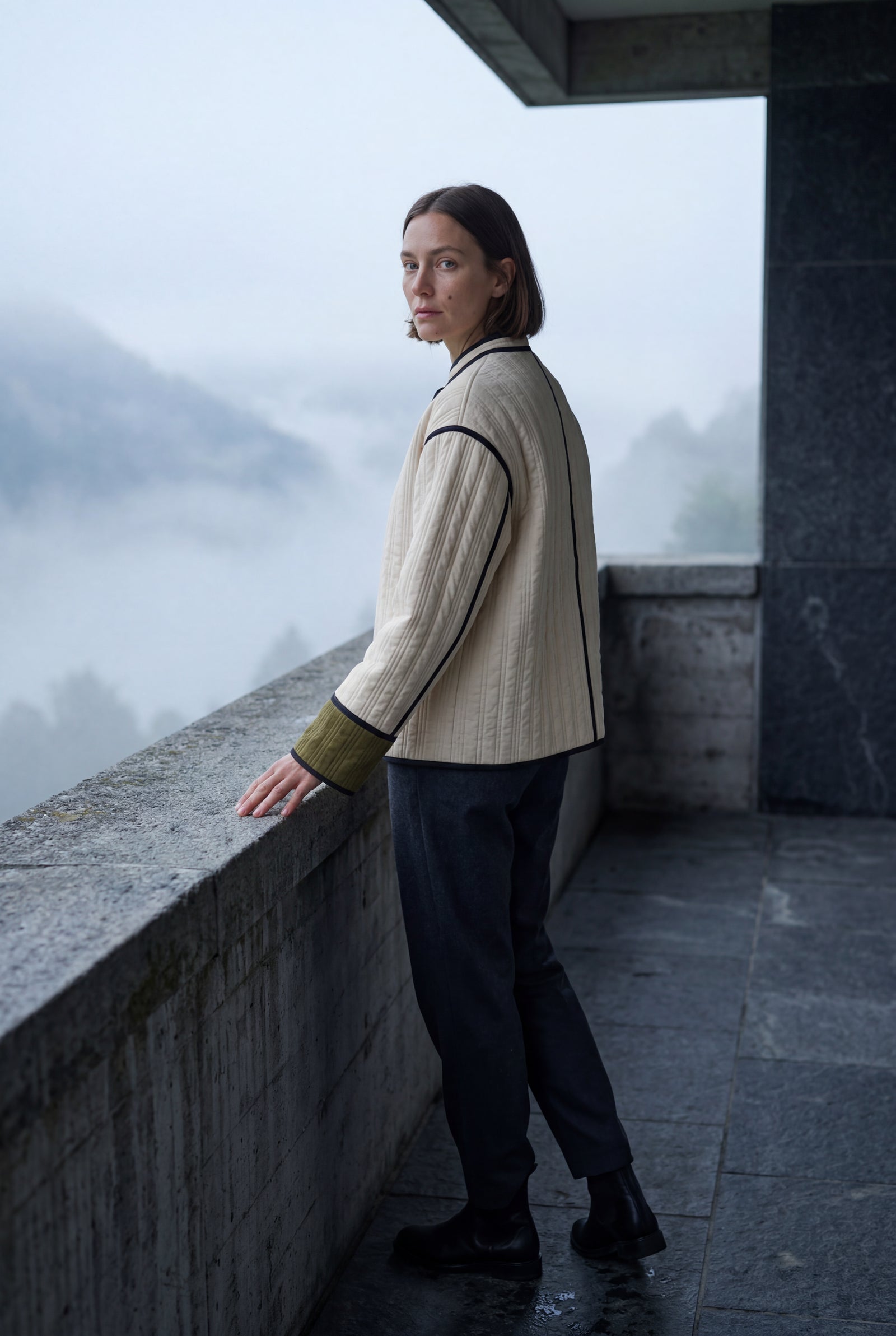 Cream Cream Contrast-trim Quilted Padded Jacket - Padded jackets - Photo 4