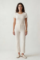 Cream Cream Ribbed Short Sleeve Loungewear Set - Photo 1