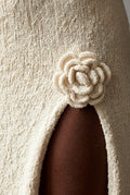 Cream Floral Appliqué Halter Neck Bodycon Maxi Dress - Photo 6