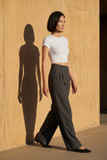 Dark Gray High-waisted Pleated Wide-leg Tailored Trousers - Wide leg trousers - Photo 17