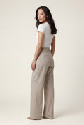 Cream High-waisted Pleated Wide-leg Tailored Trousers - Wide leg trousers - Photo 3