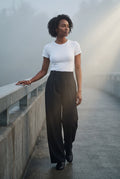 Black High-waisted Pleated Wide-leg Tailored Trousers - Wide leg trousers - Photo 6