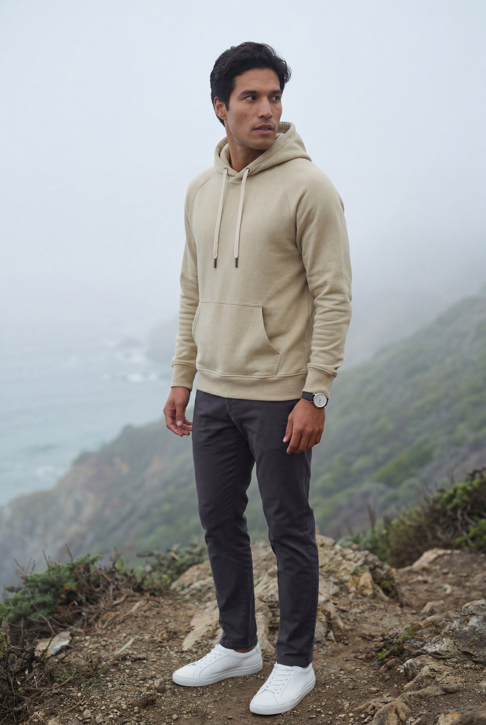 Khaki Men's Classic Drawstring Hood Regular Fit Pullover Hoodie - Men's hoodie - Photo 12