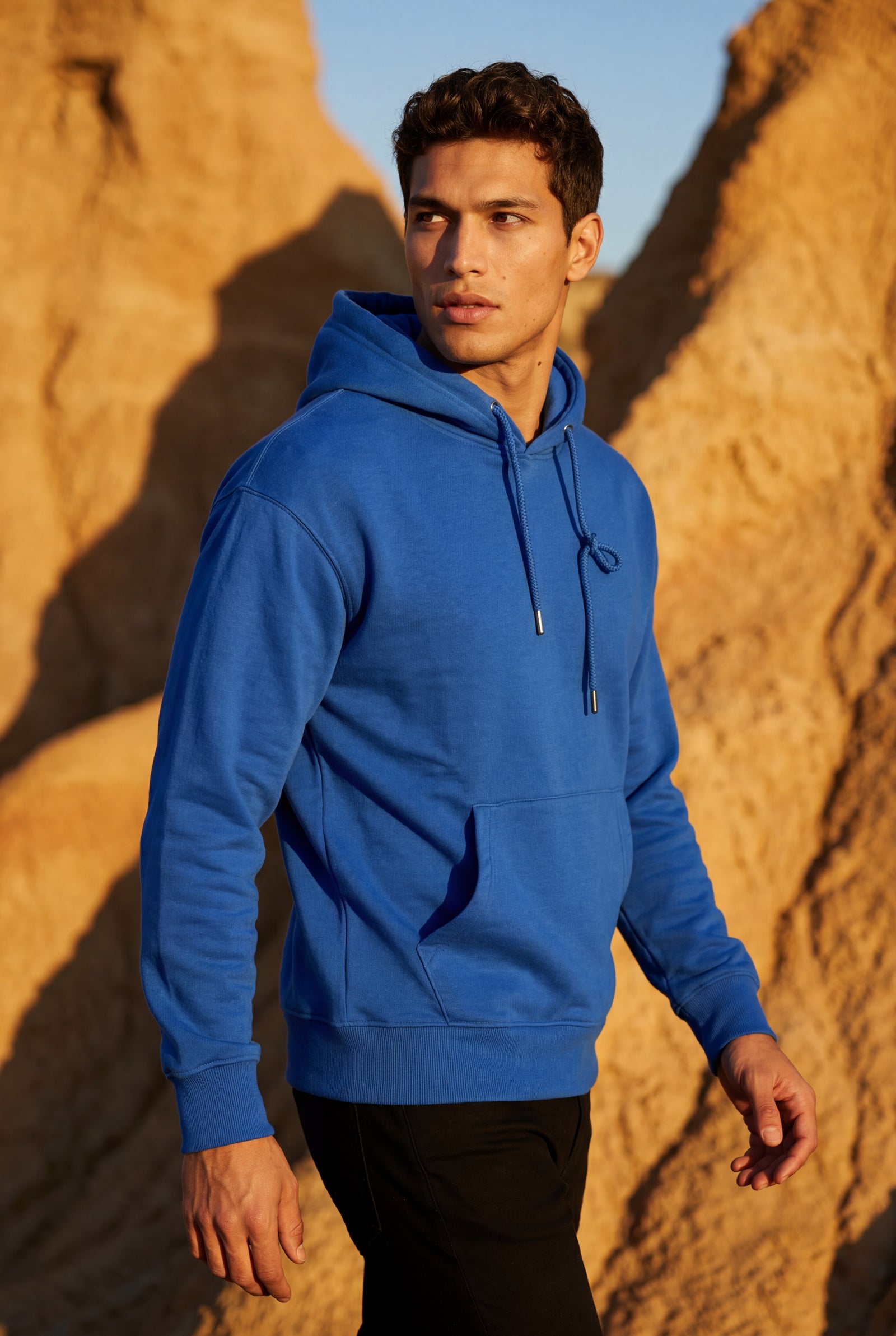 Blue Men's Classic Drawstring Hood Regular Fit Pullover Hoodie - Men's hoodie - Photo 18